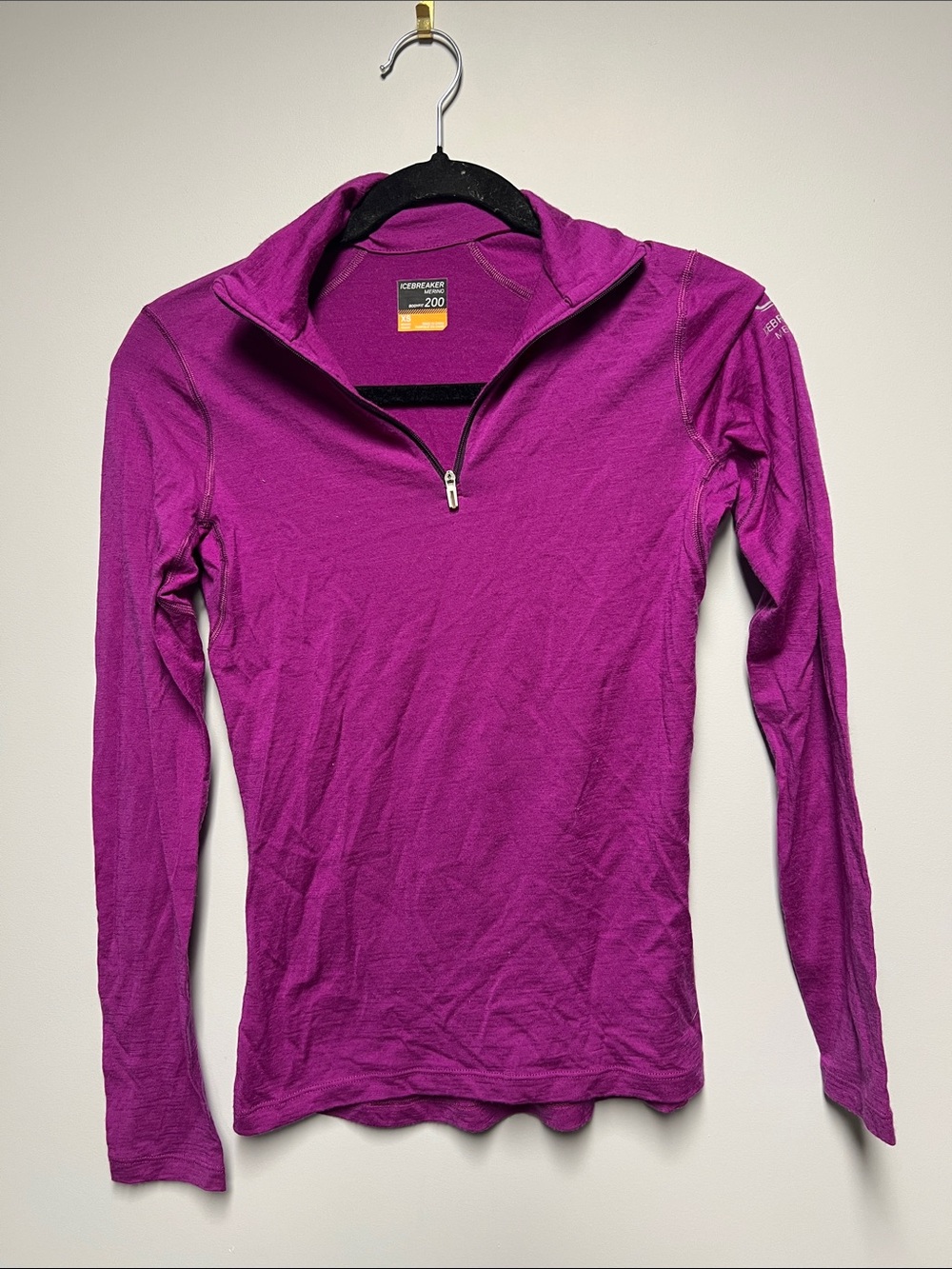 Icebreaker Women's Magenta 1/4 Zip Merino Turtleneck Sweater